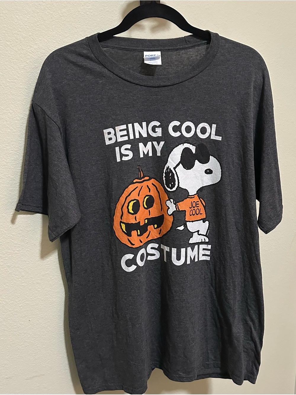 Snoopy "Being Cool Is My Costume" Halloween Tee - Charcoal